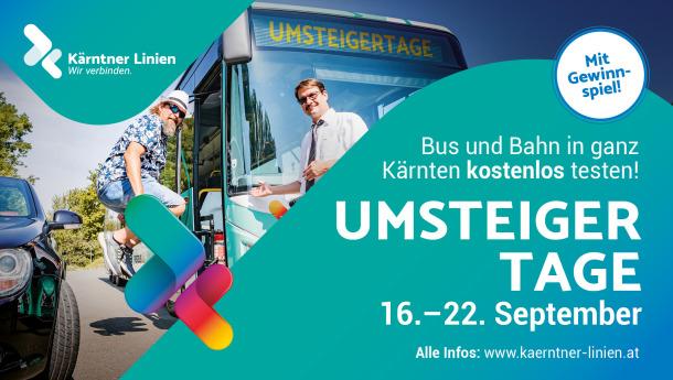 Umsteigertage 2026: Eine Woche kostenlos mit den Öffis durch Kärnten
